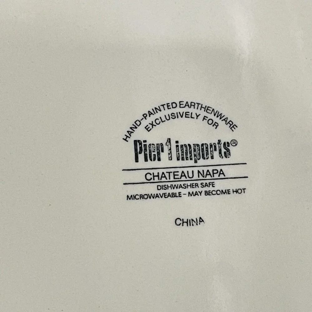 Pier 1 Imports Bowl Plate 10.75 Inch Chateau Napa Hand Painted Pasta Ceramic EUC